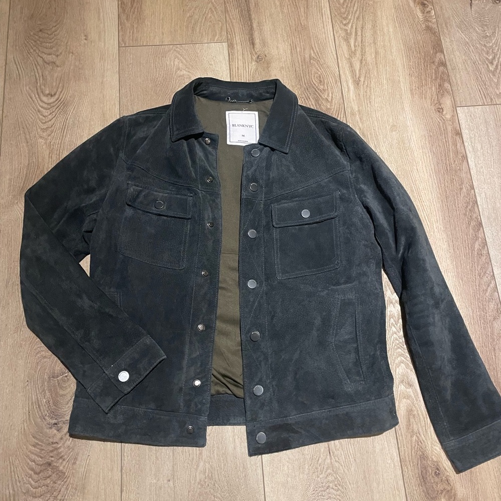 blank nyc leather jacket in charcol grey/black.